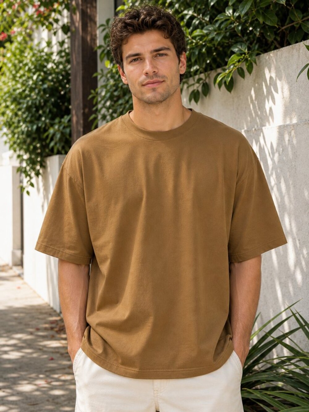 UNIQLO AIRism Oversized Tee Brown XL Boxy Minimalist Heavyweight Feel T-Shirt